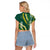 Hawaii Aloha Kakau Raglan Cropped T Shirt Green Puakenikeni and Maile Lei Twist