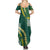 Hawaii Aloha Kakau Summer Maxi Dress Green Puakenikeni and Maile Lei Twist