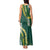 Hawaii Aloha Kakau Tank Maxi Dress Green Puakenikeni and Maile Lei Twist