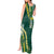 Hawaii Aloha Kakau Tank Maxi Dress Green Puakenikeni and Maile Lei Twist