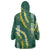 Hawaii Aloha Kakau Wearable Blanket Hoodie Green Puakenikeni and Maile Lei Twist