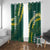 Hawaii Aloha Kakau Window Curtain Green Puakenikeni and Maile Lei Twist