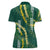 Hawaii Aloha Kakau Women Polo Shirt Green Puakenikeni and Maile Lei Twist