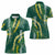 Hawaii Aloha Kakau Women Polo Shirt Green Puakenikeni and Maile Lei Twist