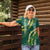 Hawaii Aloha Kakau Women Polo Shirt Green Puakenikeni and Maile Lei Twist