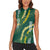 Hawaii Aloha Kakau Women Sleeveless Polo Shirt Green Puakenikeni and Maile Lei Twist