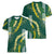 Hawaii Aloha Kakau Women V-Neck T-Shirt Green Puakenikeni and Maile Lei Twist