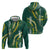 Hawaii Aloha Kakau Zip Hoodie Green Puakenikeni and Maile Lei Twist