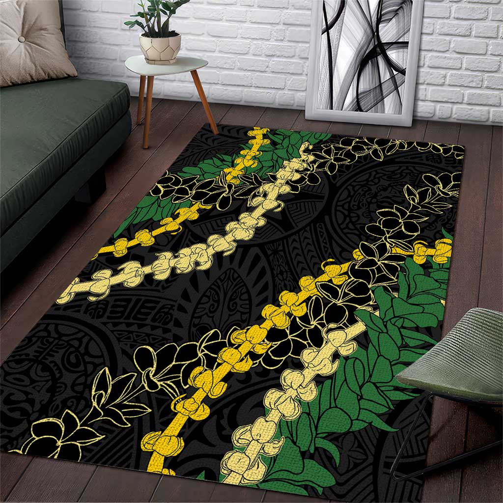 Hawaii Puakenikeni - Maile Lei Area Rug Obsidian Black