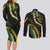 Hawaii Puakenikeni - Maile Lei Couples Matching Long Sleeve Bodycon Dress and Long Sleeve Button Shirt Obsidian Black