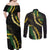 Hawaii Puakenikeni - Maile Lei Couples Matching Off Shoulder Maxi Dress and Long Sleeve Button Shirt Obsidian Black