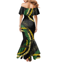 Hawaii Puakenikeni - Maile Lei Family Matching Mermaid Dress and Hawaiian Shirt Obsidian Black