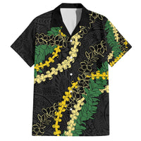 Hawaii Puakenikeni - Maile Lei Family Matching Off Shoulder Maxi Dress and Hawaiian Shirt Obsidian Black
