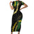 Hawaii Puakenikeni - Maile Lei Family Matching Short Sleeve Bodycon Dress and Hawaiian Shirt Obsidian Black
