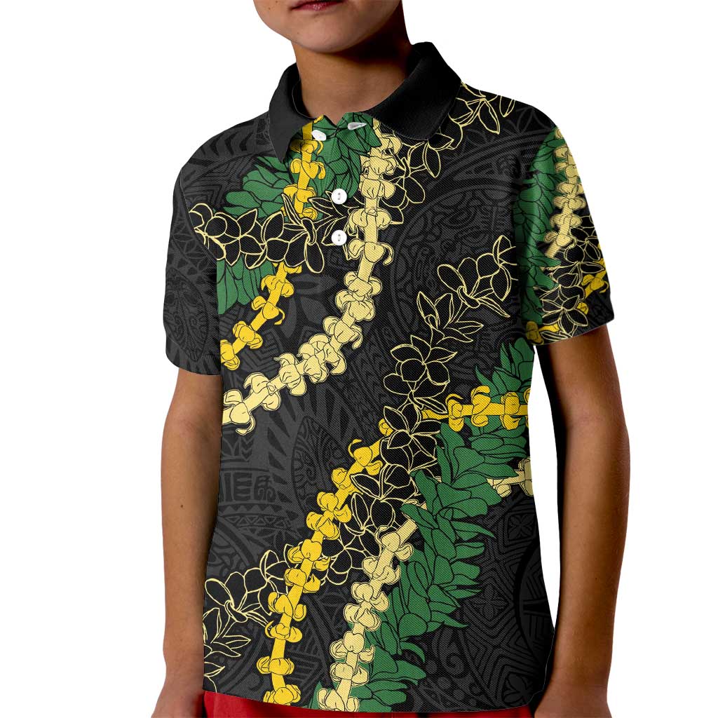 Hawaii Puakenikeni - Maile Lei Kid Polo Shirt Obsidian Black