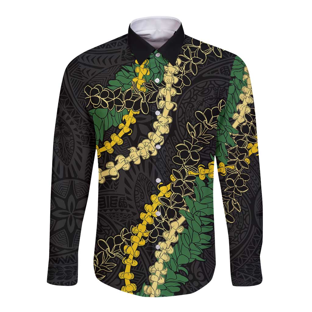 Hawaii Puakenikeni - Maile Lei Long Sleeve Button Shirt Obsidian Black