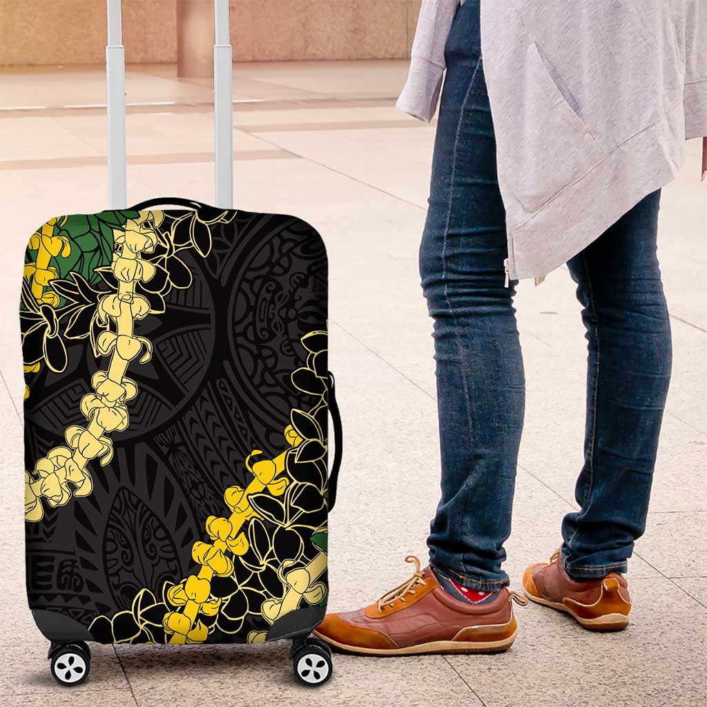 Hawaii Puakenikeni - Maile Lei Luggage Cover Obsidian Black