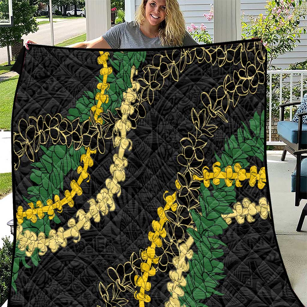 Hawaii Puakenikeni - Maile Lei Quilt Obsidian Black