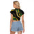 Hawaii Puakenikeni - Maile Lei Raglan Cropped T Shirt Obsidian Black