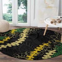 Hawaii Puakenikeni - Maile Lei Round Carpet Obsidian Black