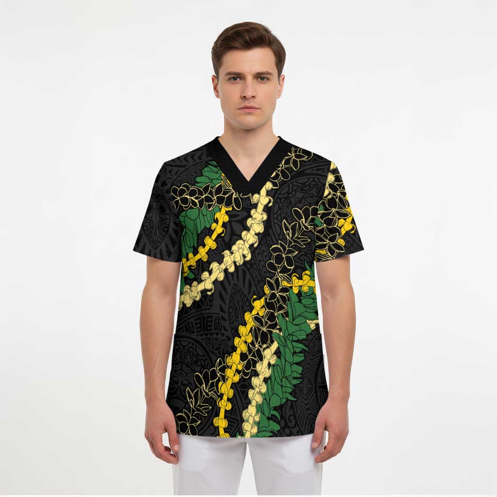 Hawaii Puakenikeni - Maile Lei Scrub Top Obsidian Black - Polynesian Pride