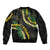 Hawaii Puakenikeni - Maile Lei Sleeve Zip Bomber Jacket Obsidian Black