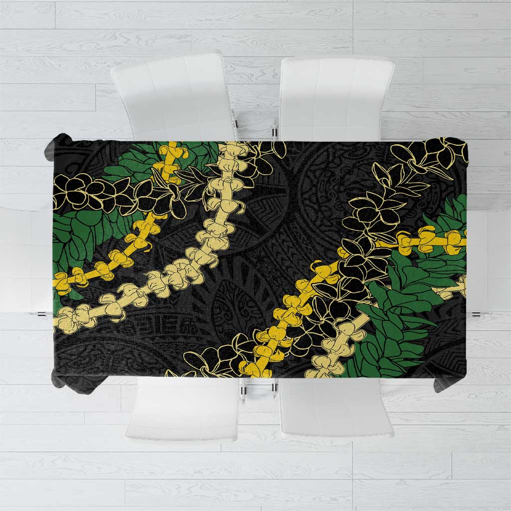 Hawaii Puakenikeni - Maile Lei Tablecloth Obsidian Black