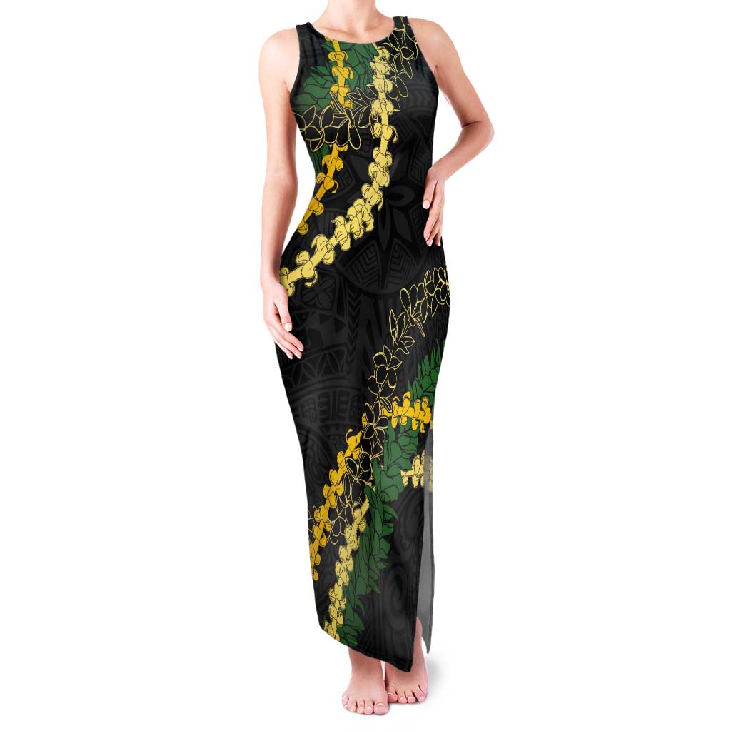 Hawaii Puakenikeni - Maile Lei Tank Maxi Dress Obsidian Black