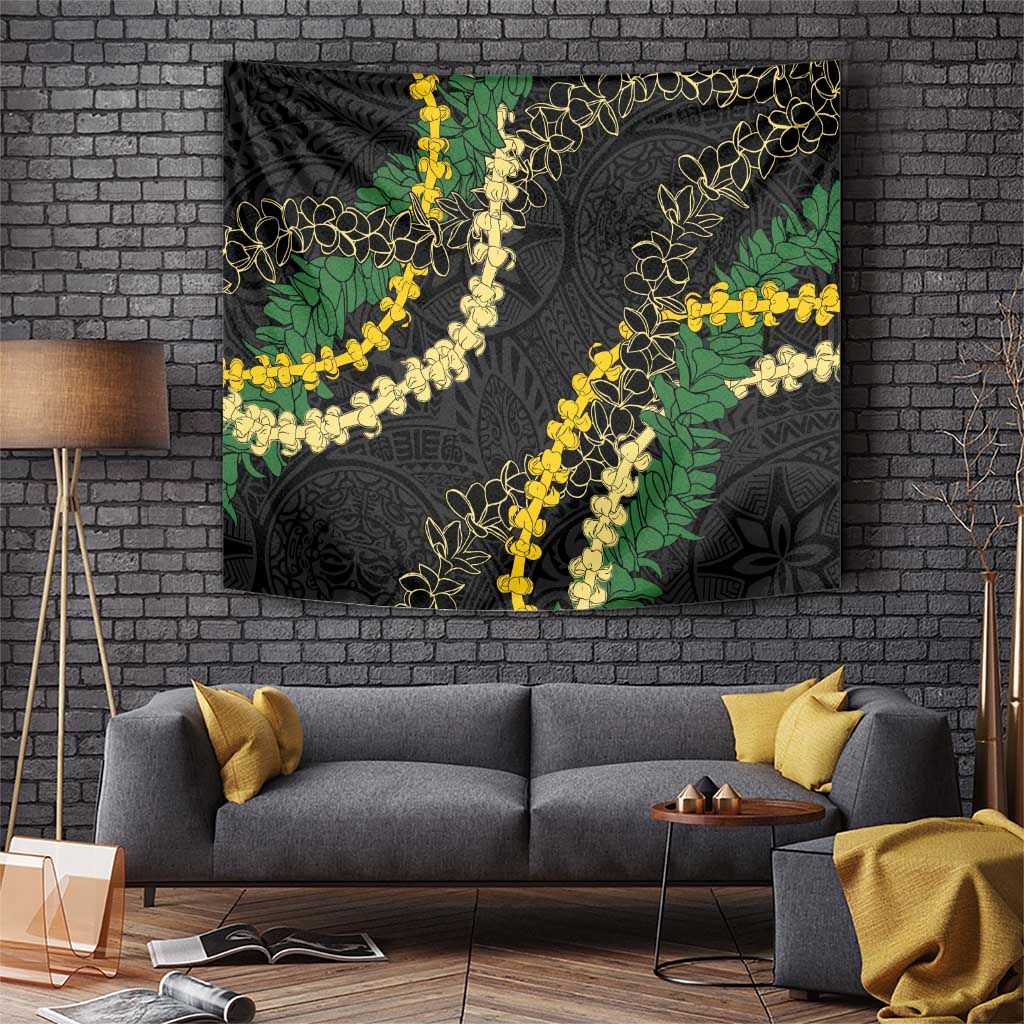 Hawaii Puakenikeni - Maile Lei Tapestry Obsidian Black