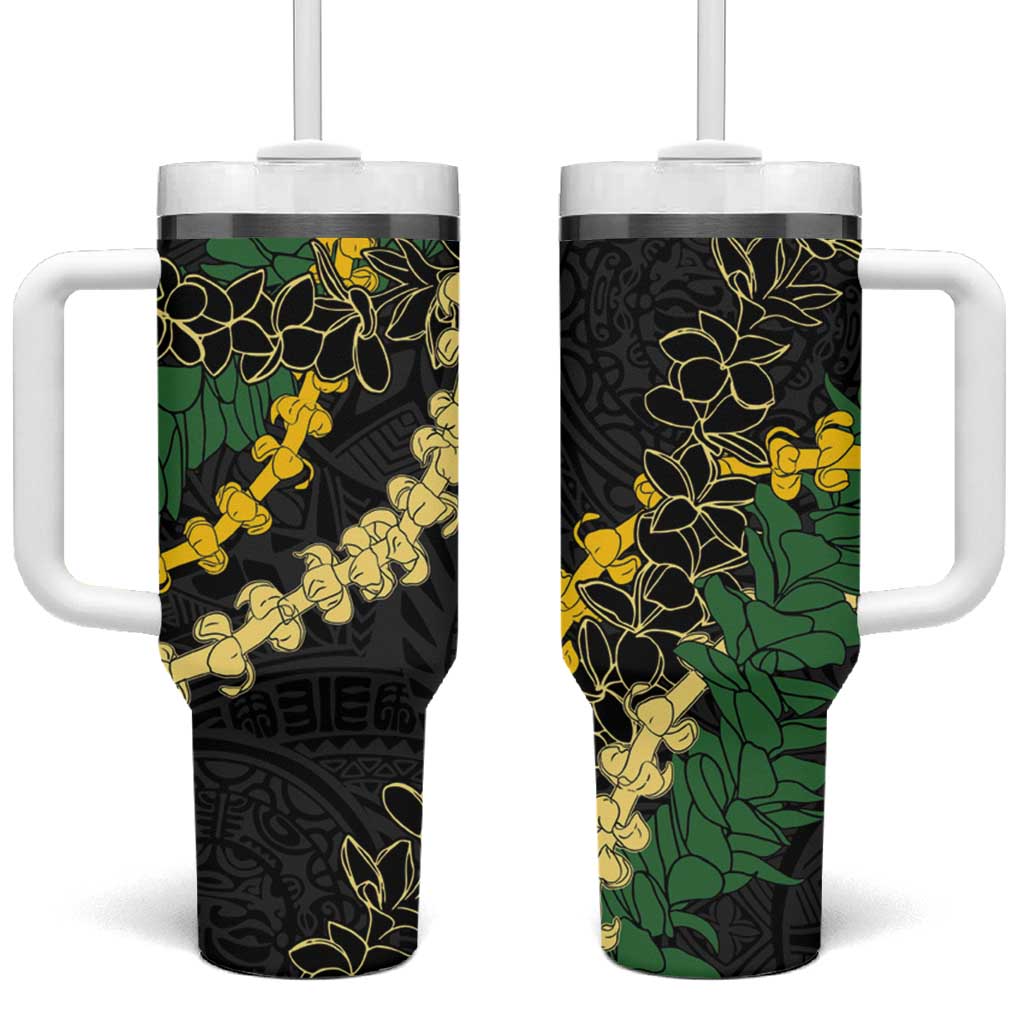 Hawaii Puakenikeni - Maile Lei Tumbler With Handle Obsidian Black