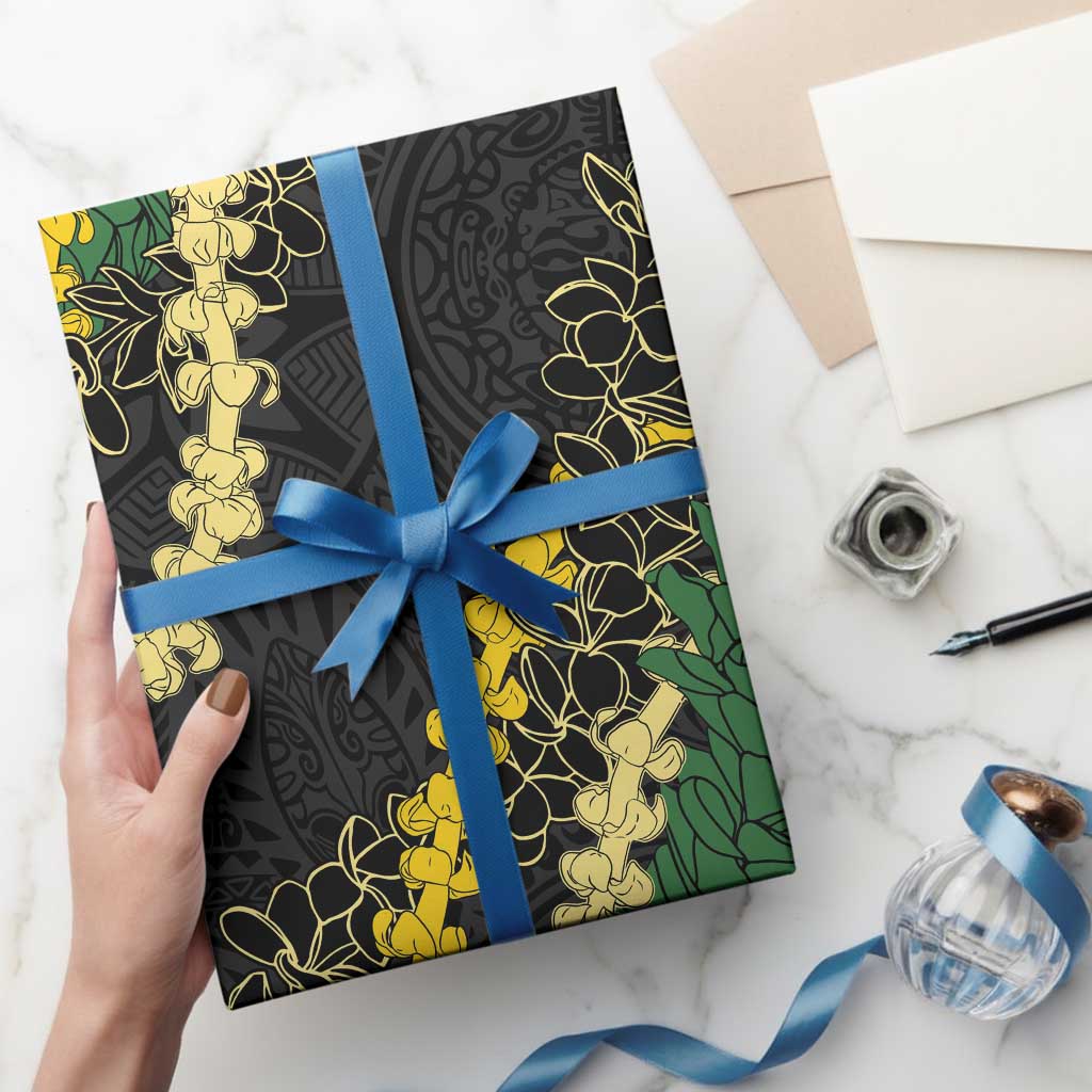 Hawaii Puakenikeni - Maile Lei Wrapping Paper Obsidian Black