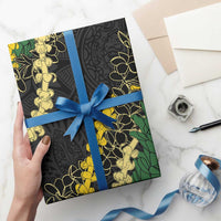 Hawaii Puakenikeni - Maile Lei Wrapping Paper Obsidian Black