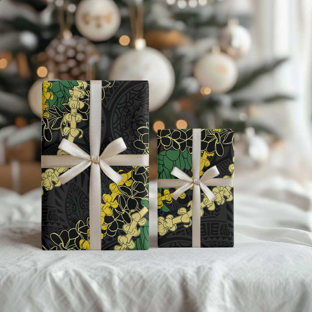 Hawaii Puakenikeni - Maile Lei Wrapping Paper Obsidian Black