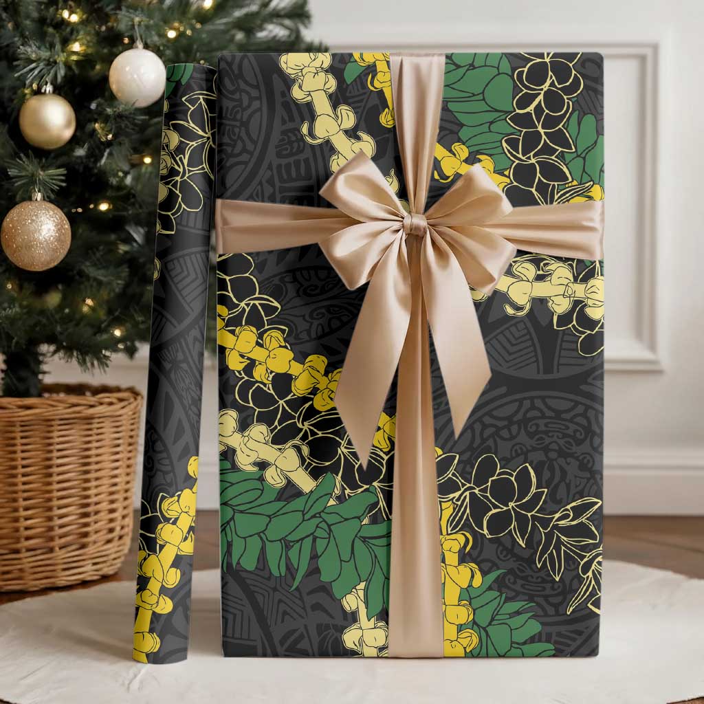 Hawaii Puakenikeni - Maile Lei Wrapping Paper Obsidian Black