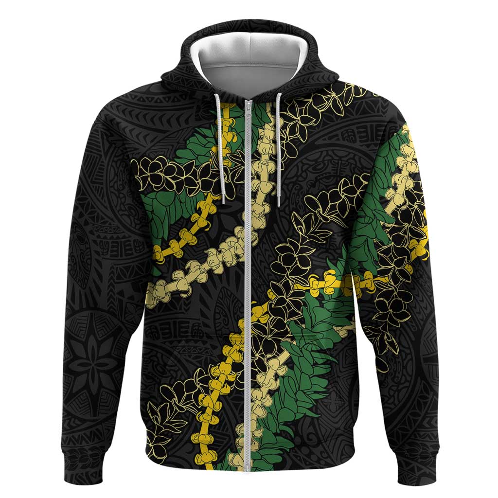 Hawaii Puakenikeni - Maile Lei Zip Hoodie Obsidian Black