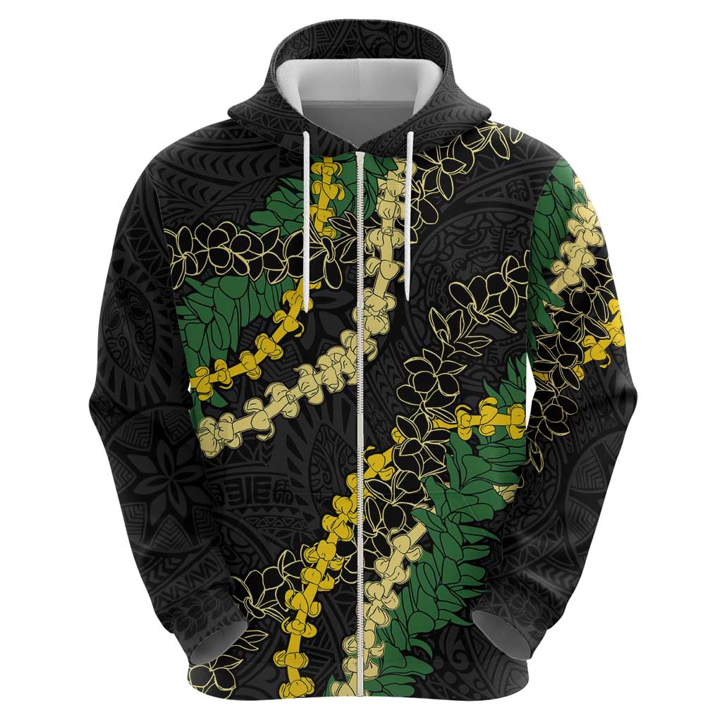 Hawaii Puakenikeni - Maile Lei Zip Hoodie Obsidian Black