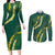 Hawaii Puakenikeni - Maile Lei Couples Matching Long Sleeve Bodycon Dress and Long Sleeve Button Shirt Sage Green