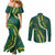 Hawaii Puakenikeni - Maile Lei Couples Matching Mermaid Dress and Long Sleeve Button Shirt Sage Green