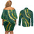 Hawaii Puakenikeni - Maile Lei Couples Matching Off Shoulder Short Dress and Long Sleeve Button Shirt Sage Green