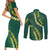 Hawaii Puakenikeni - Maile Lei Couples Matching Short Sleeve Bodycon Dress and Long Sleeve Button Shirt Sage Green