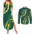 Hawaii Puakenikeni - Maile Lei Couples Matching Summer Maxi Dress and Long Sleeve Button Shirt Sage Green