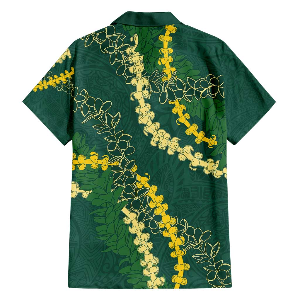 Hawaii Puakenikeni - Maile Lei Family Matching Off Shoulder Maxi Dress and Hawaiian Shirt Sage Green