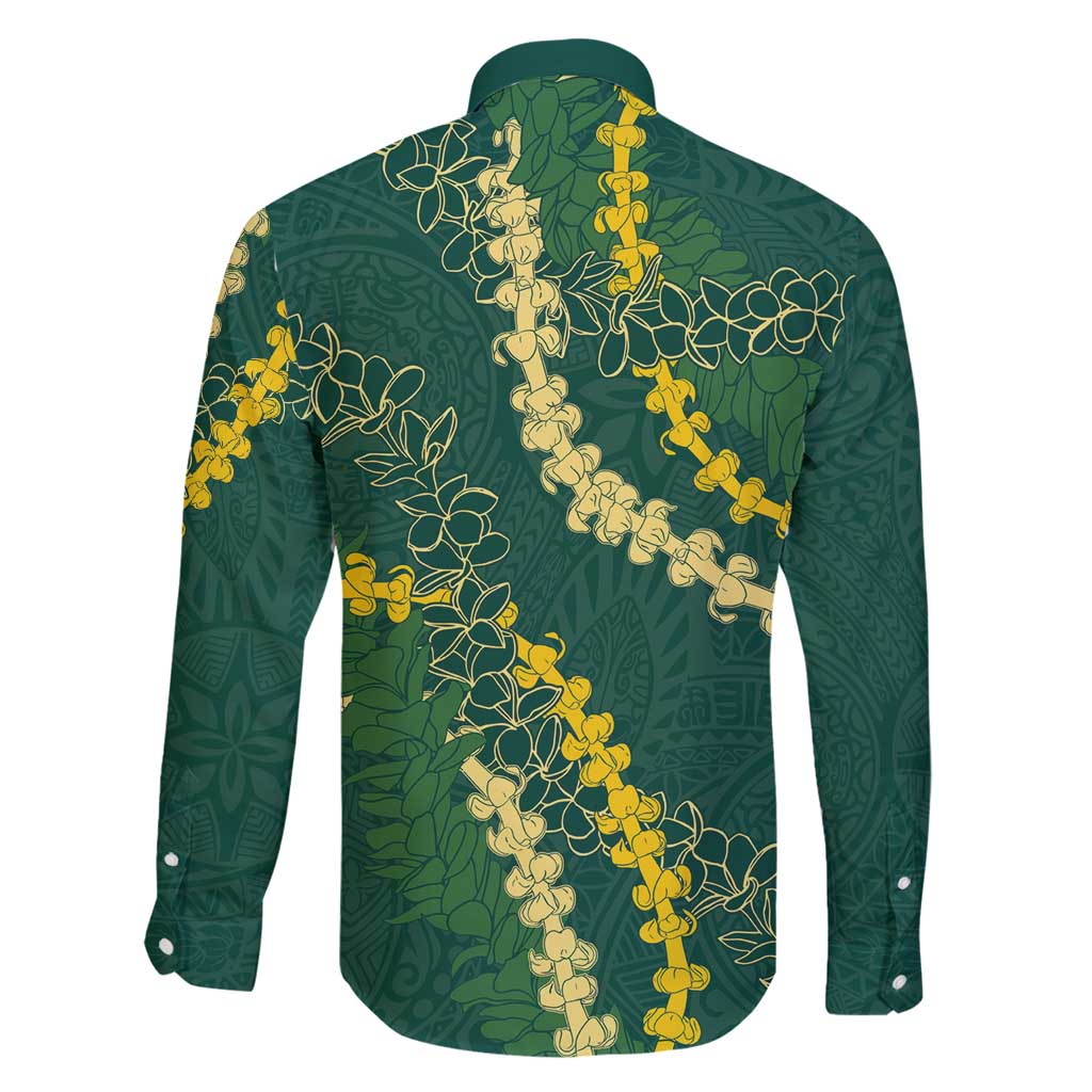 Hawaii Puakenikeni - Maile Lei Family Matching Off Shoulder Short Dress and Hawaiian Shirt Sage Green