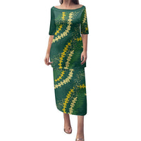 Hawaii Puakenikeni - Maile Lei Family Matching Puletasi and Hawaiian Shirt Sage Green