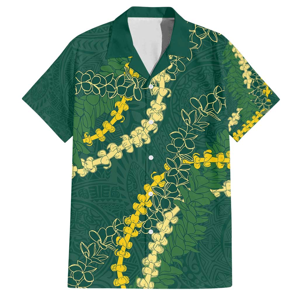 Hawaii Puakenikeni - Maile Lei Family Matching Tank Maxi Dress and Hawaiian Shirt Sage Green
