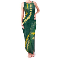 Hawaii Puakenikeni - Maile Lei Family Matching Tank Maxi Dress and Hawaiian Shirt Sage Green