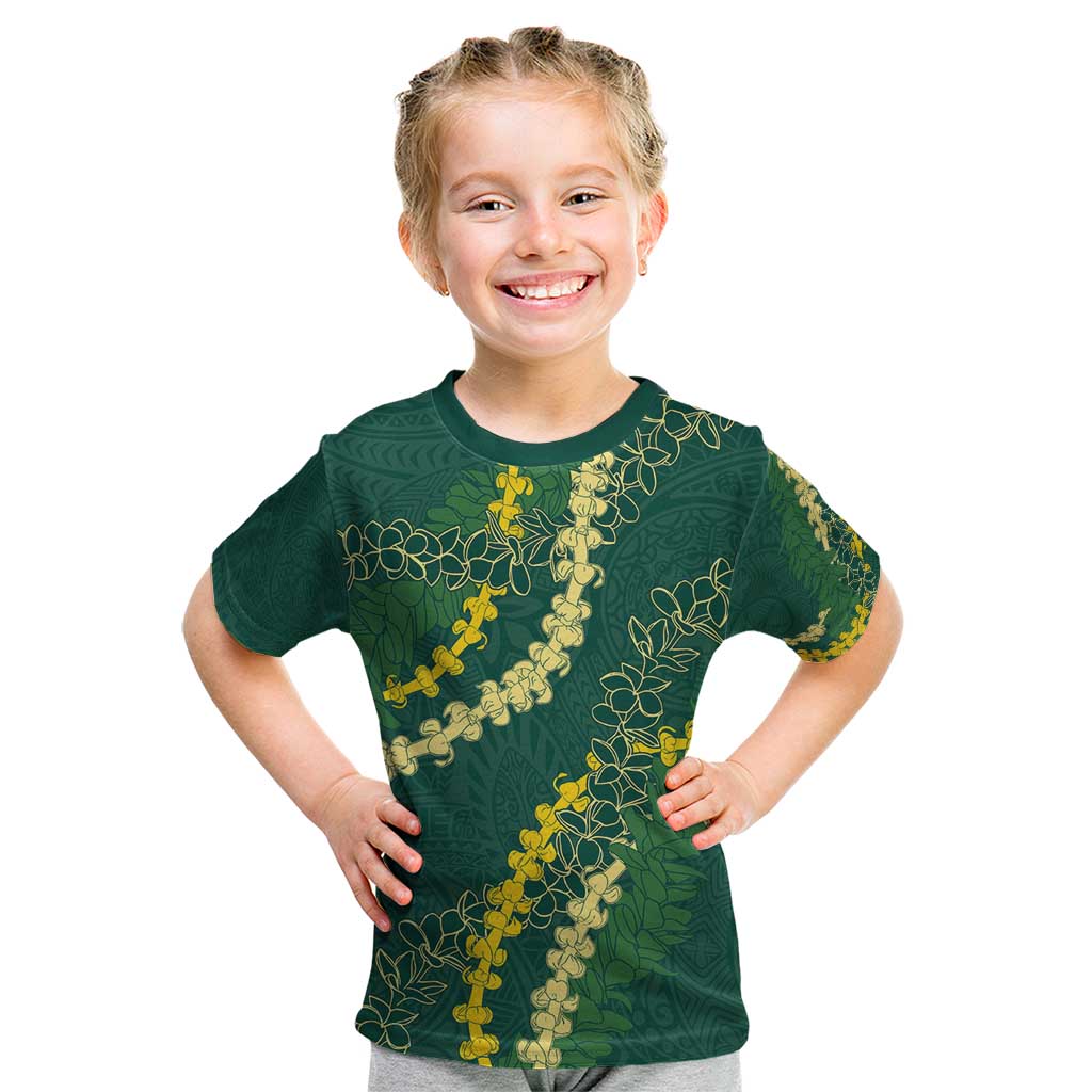 Hawaii Puakenikeni - Maile Lei Kid T Shirt Sage Green