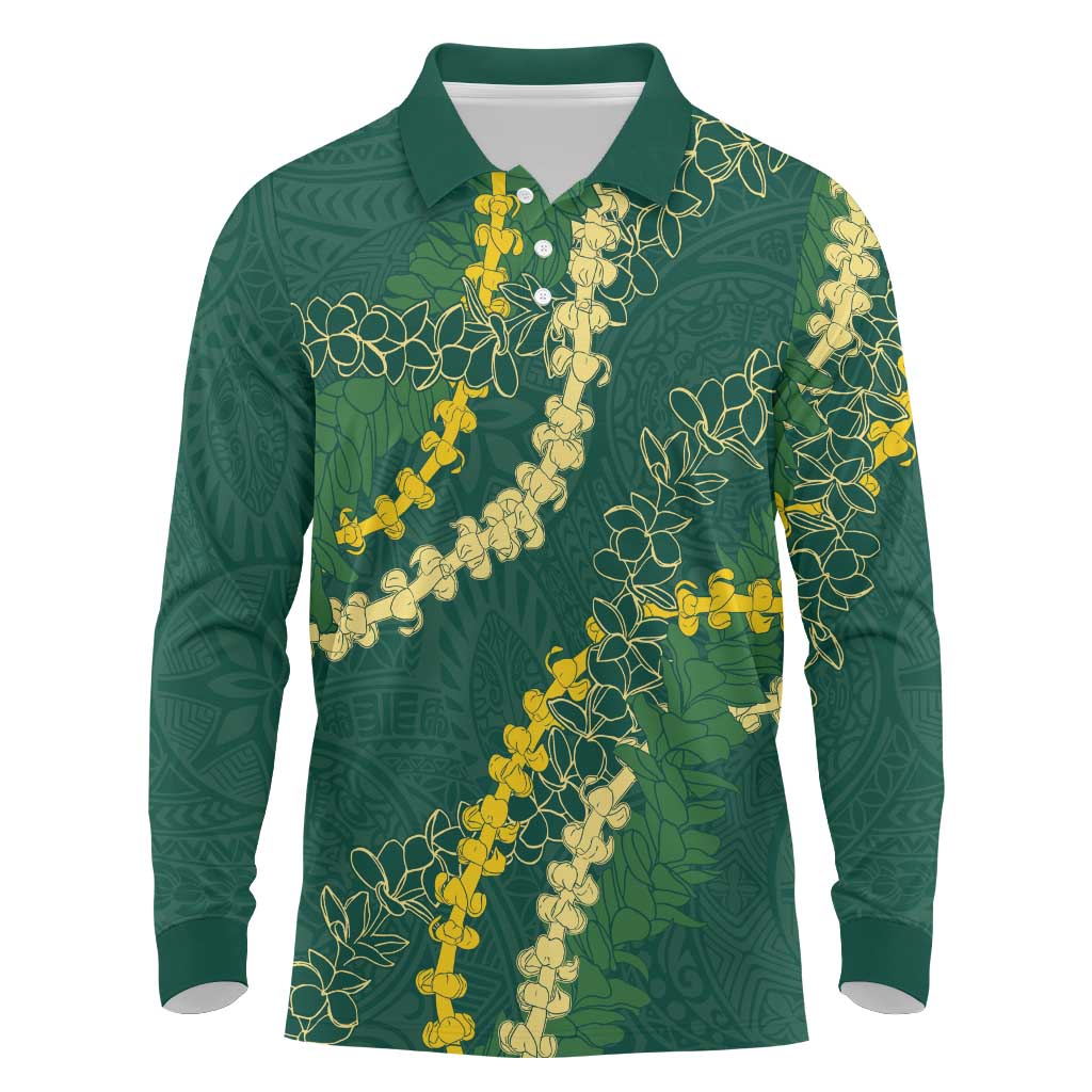 Hawaii Puakenikeni - Maile Lei Long Sleeve Polo Shirt Sage Green