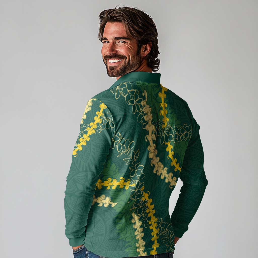 Hawaii Puakenikeni - Maile Lei Long Sleeve Polo Shirt Sage Green