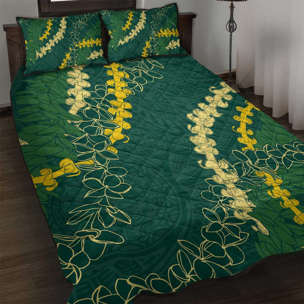 Hawaii Puakenikeni - Maile Lei Quilt Bed Set Sage Green